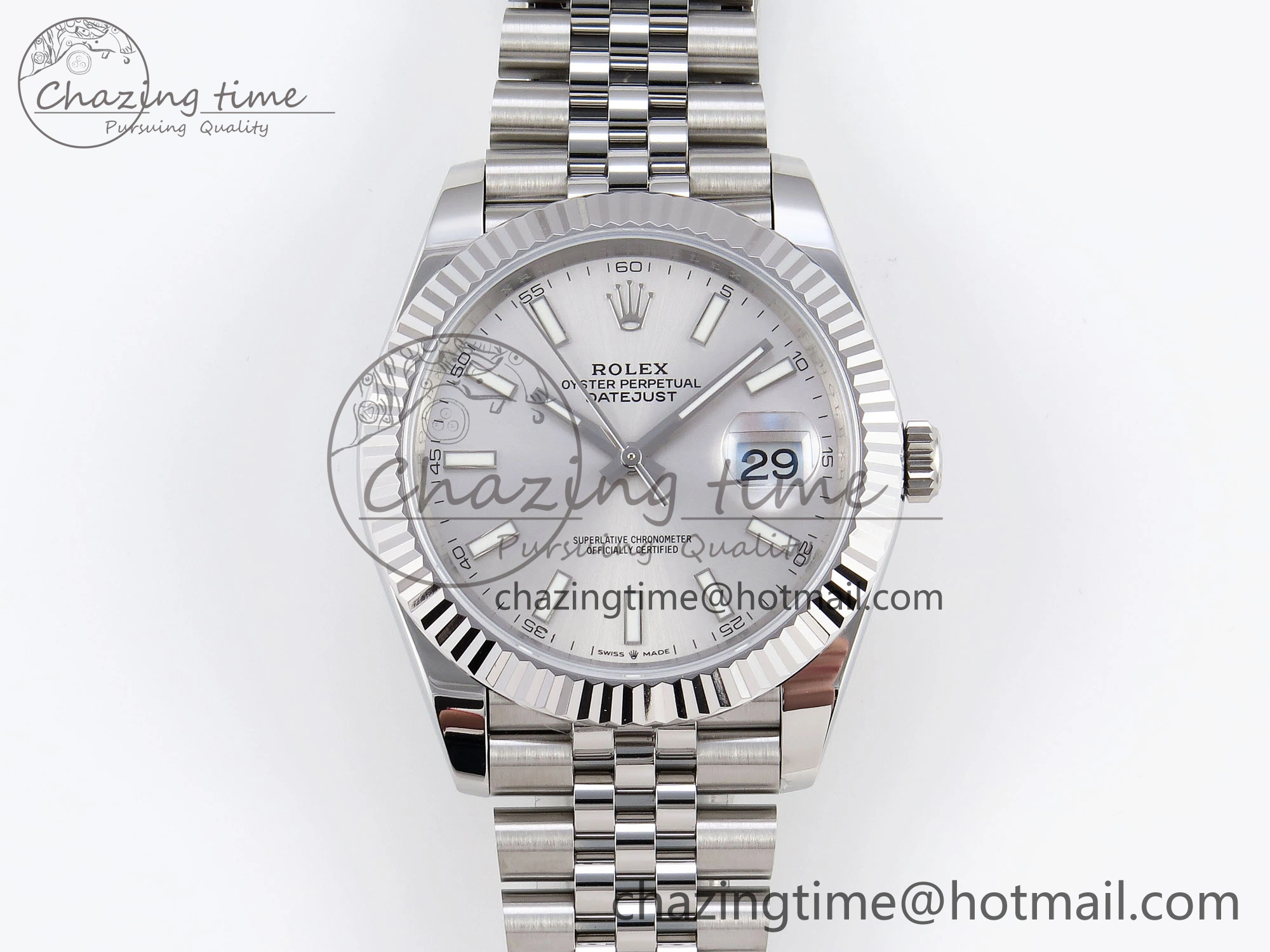 DateJust 41mm 126334 904 SS ARF 1:1 Best Edition Silver Dial Sticks Markers on Jubilee Bracelet SH3235
