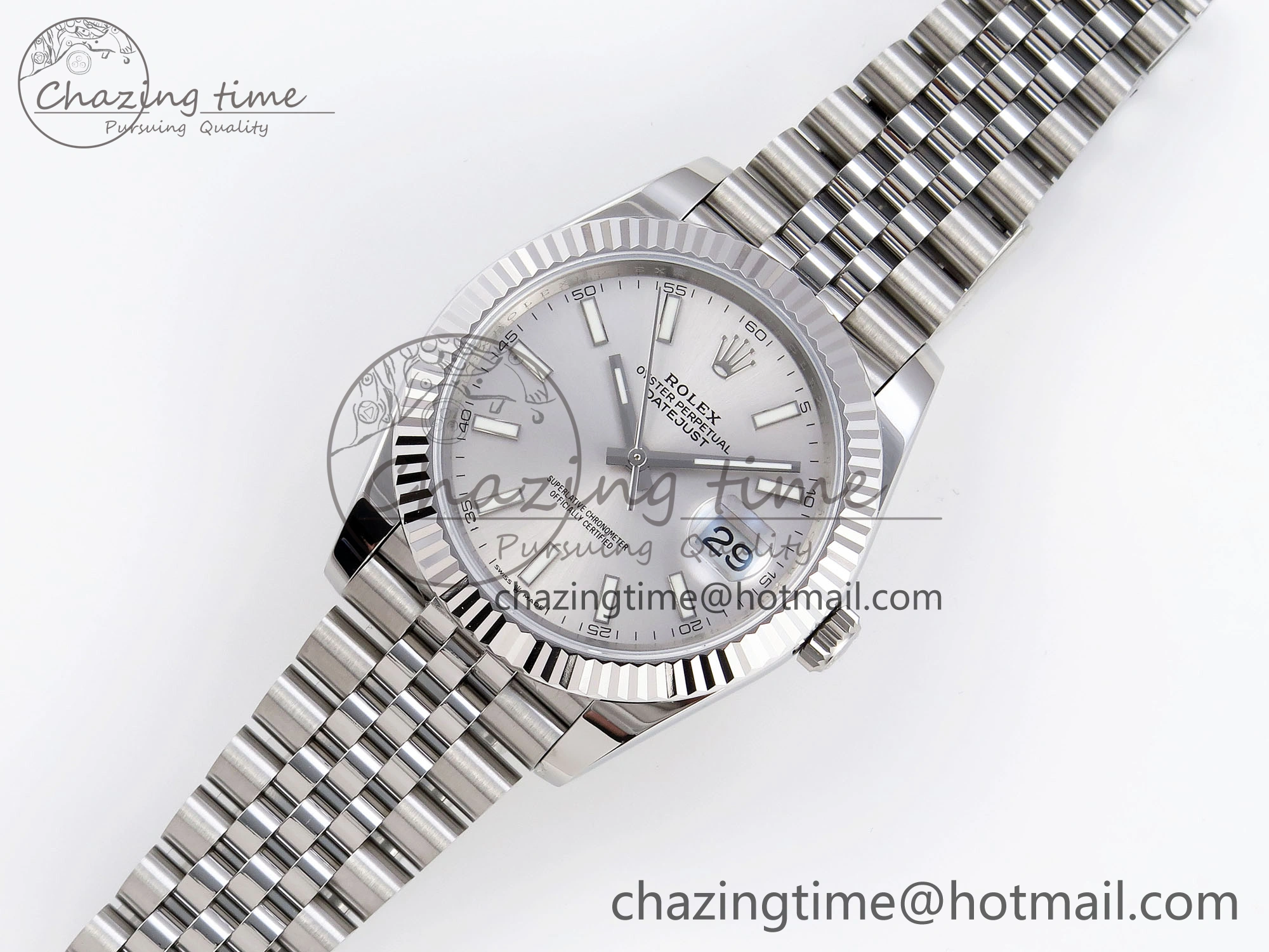 DateJust 41mm 126334 904 SS ARF 1:1 Best Edition Silver Dial Sticks Markers on Jubilee Bracelet SH3235