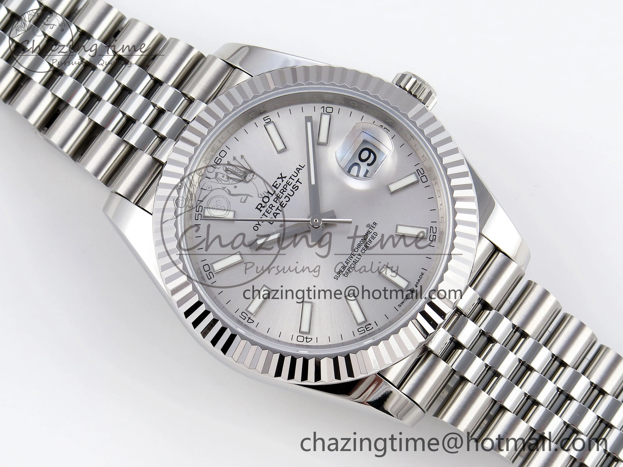 DateJust 41mm 126334 904 SS ARF 1:1 Best Edition Silver Dial Sticks Markers on Jubilee Bracelet SH3235