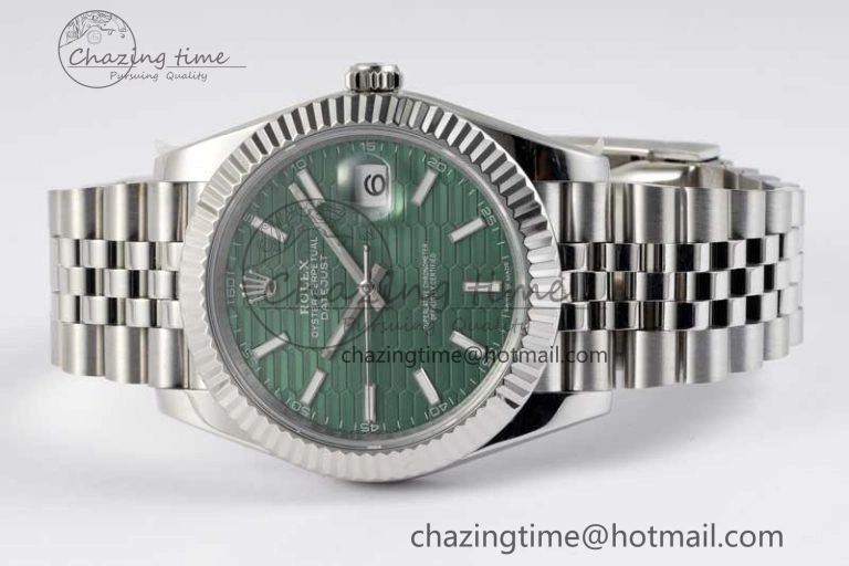 DateJust 41mm 126334 DIWF 1:1 Best Edition 904L Steel Green Fluted Dial on Jubilee Bracelet SA3235