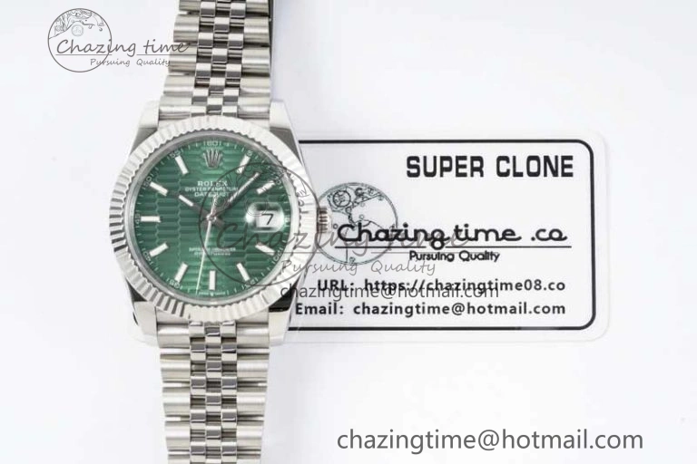 DateJust 41mm 126334 DIWF 1:1 Best Edition 904L Steel Green Fluted Dial on Jubilee Bracelet SA3235