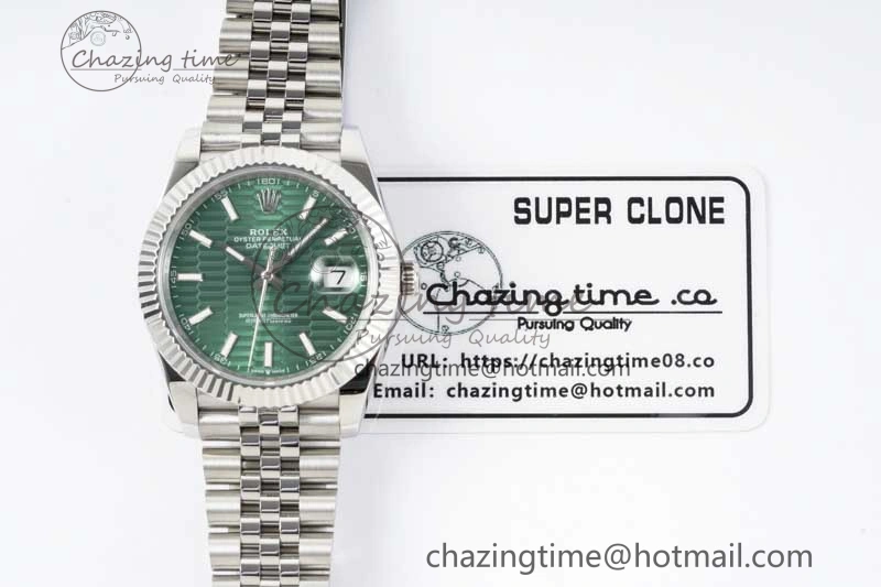 DateJust 41mm 126334 DIWF 1:1 Best Edition 904L Steel Green Fluted Dial on Jubilee Bracelet SA3235