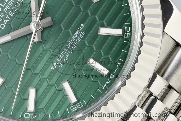 DateJust 41mm 126334 DIWF 1:1 Best Edition 904L Steel Green Fluted Dial on Jubilee Bracelet SA3235