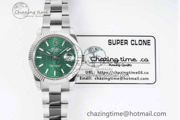DateJust 41mm 126334 DIWF 1:1 Best Edition 904L Steel Green Fluted Dial on Oyster Bracelet SA3235