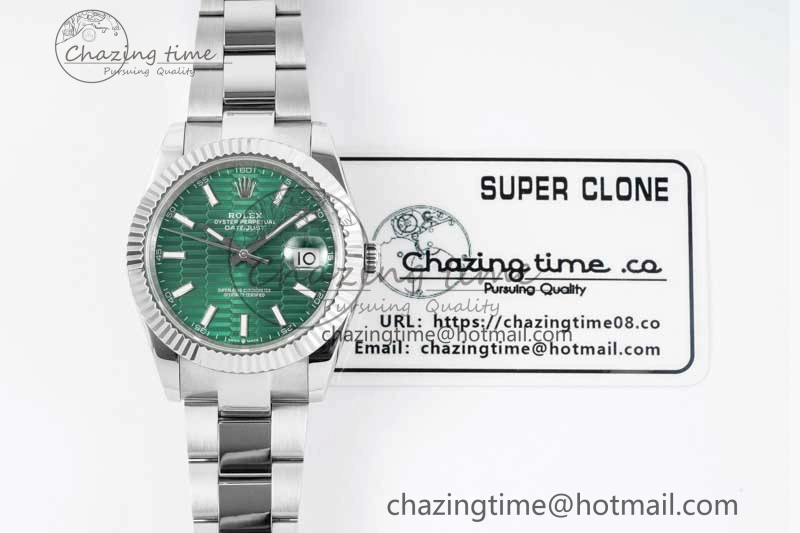 DateJust 41mm 126334 DIWF 1:1 Best Edition 904L Steel Green Fluted Dial on Oyster Bracelet SA3235