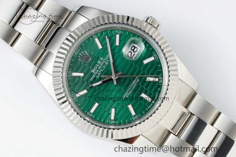 DateJust 41mm 126334 DIWF 1:1 Best Edition 904L Steel Green Fluted Dial on Oyster Bracelet SA3235
