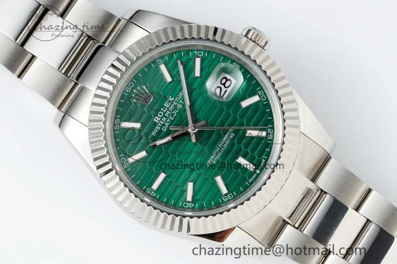 DateJust 41mm 126334 DIWF 1:1 Best Edition 904L Steel Green Fluted Dial on Oyster Bracelet SA3235