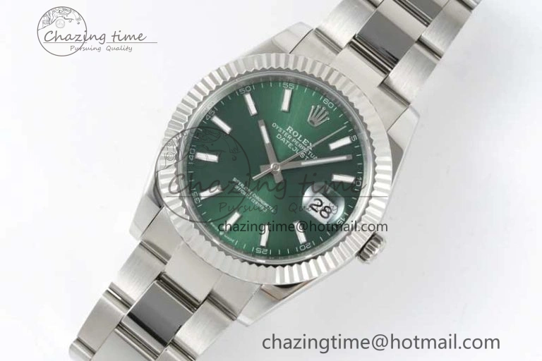 DateJust 41mm 126334 DIWF 1:1 Best Edition 904L Steel Green Sunburst Dial on Oyster Bracelet SA3235