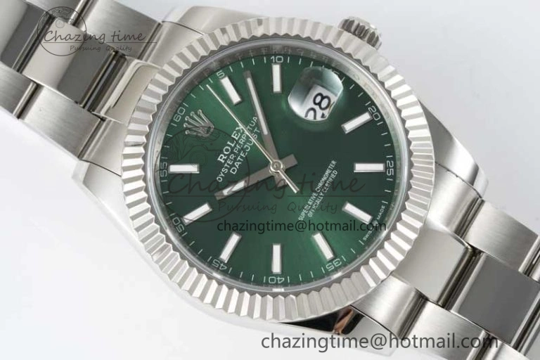 DateJust 41mm 126334 DIWF 1:1 Best Edition 904L Steel Green Sunburst Dial on Oyster Bracelet SA3235
