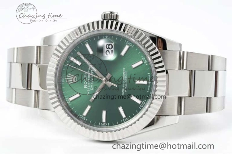 DateJust 41mm 126334 DIWF 1:1 Best Edition 904L Steel Green Sunburst Dial on Oyster Bracelet SA3235