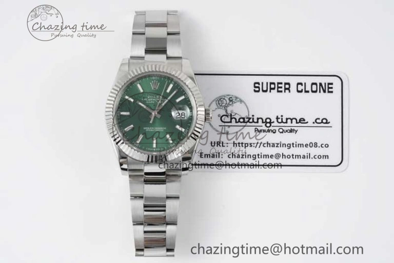 DateJust 41mm 126334 DIWF 1:1 Best Edition 904L Steel Green Sunburst Dial on Oyster Bracelet SA3235