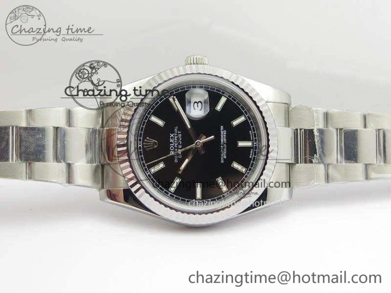 DateJust 41mm 126334 Noob 1:1 Best Edition Fluted Bezel Black Dial On SS Oyster Bracelet A3235