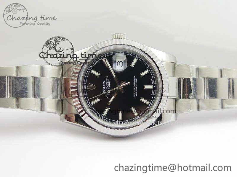 DateJust 41mm 126334 Noob 1:1 Best Edition Fluted Bezel Black Dial On SS Oyster Bracelet A3235