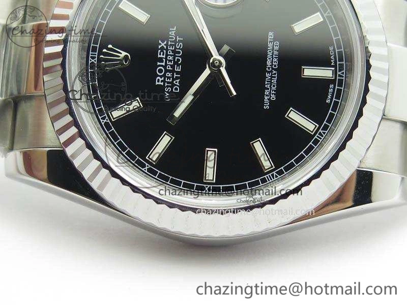 DateJust 41mm 126334 Noob 1:1 Best Edition Fluted Bezel Black Dial On SS Oyster Bracelet A3235