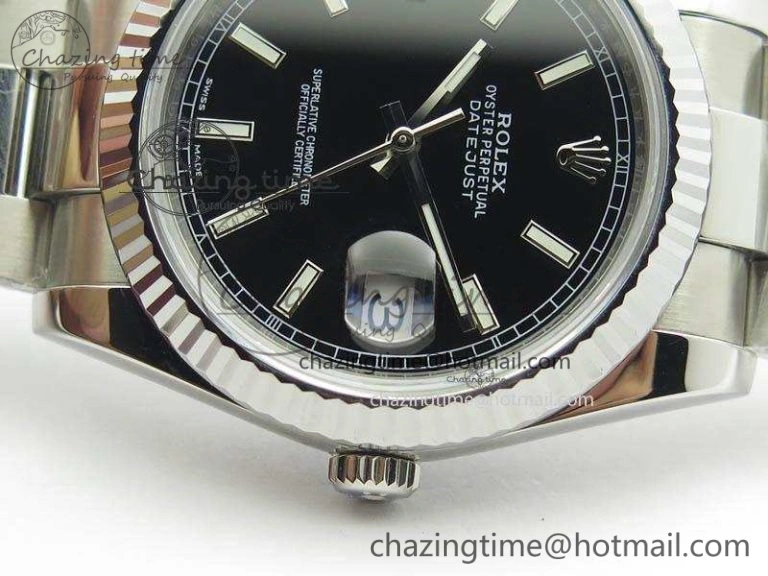 DateJust 41mm 126334 Noob 1:1 Best Edition Fluted Bezel Black Dial On SS Oyster Bracelet A3235