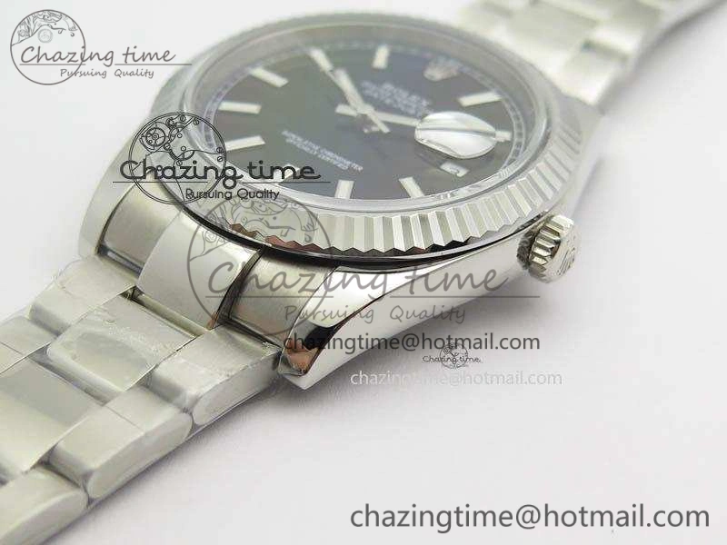 DateJust 41mm 126334 Noob 1:1 Best Edition Fluted Bezel Black Dial On SS Oyster Bracelet A3235