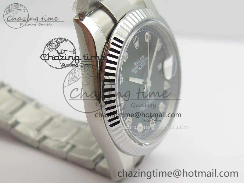 DateJust 41mm 126334 Noob 1:1 Best Edition Fluted Bezel Black Diam Dial On SS Oyster Bracelet A3235