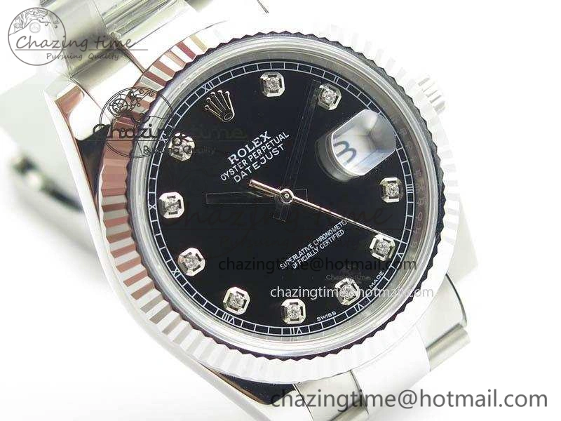 DateJust 41mm 126334 Noob 1:1 Best Edition Fluted Bezel Black Diam Dial On SS Oyster Bracelet A3235