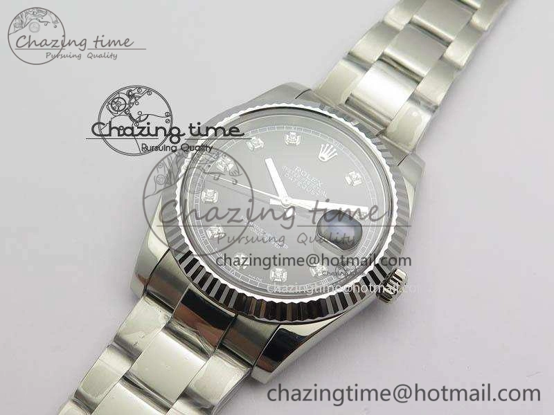 DateJust 41mm 126334 Noob 1:1 Best Edition Fluted Bezel Black Diam Dial On SS Oyster Bracelet A3235