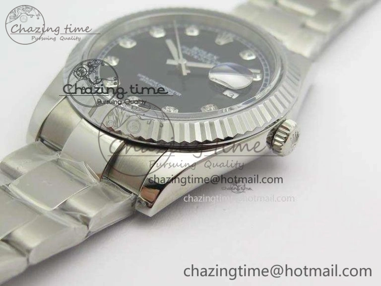 DateJust 41mm 126334 Noob 1:1 Best Edition Fluted Bezel Black Diam Dial On SS Oyster Bracelet A3235