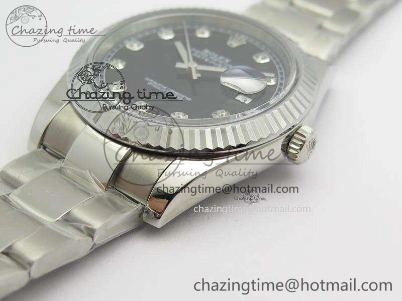 DateJust 41mm 126334 Noob 1:1 Best Edition Fluted Bezel Black Diam Dial On SS Oyster Bracelet A3235