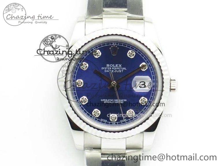 DateJust 41mm 126334 Noob 1:1 Best Edition Fluted Bezel Blue Diam Dial On SS Oyster Bracelet A3235