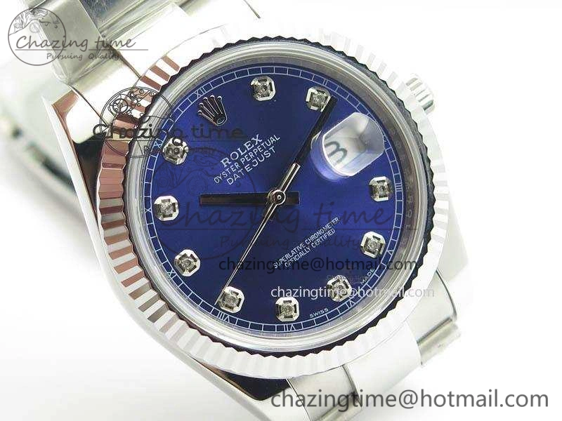 DateJust 41mm 126334 Noob 1:1 Best Edition Fluted Bezel Blue Diam Dial On SS Oyster Bracelet A3235