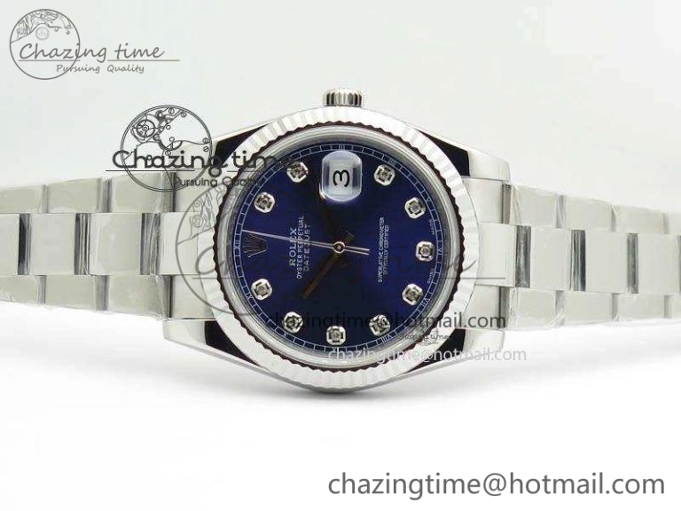 DateJust 41mm 126334 Noob 1:1 Best Edition Fluted Bezel Blue Diam Dial On SS Oyster Bracelet A3235