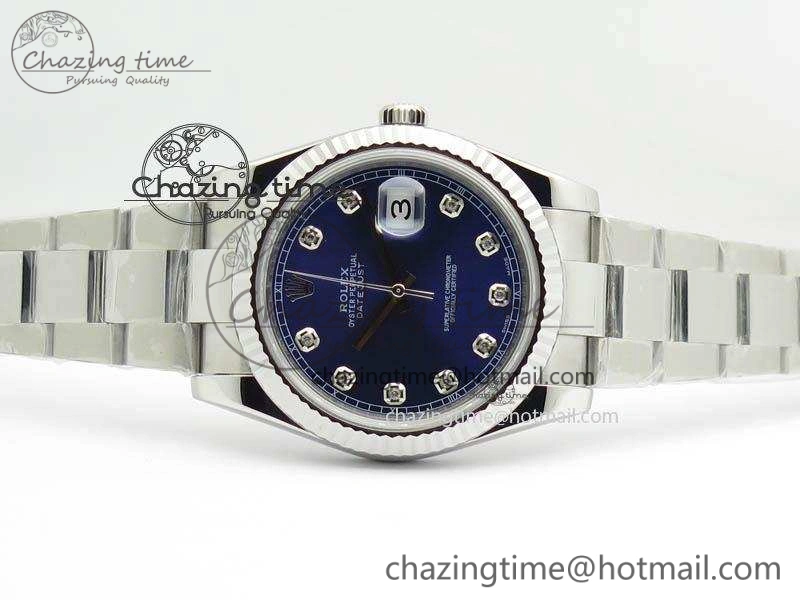 DateJust 41mm 126334 Noob 1:1 Best Edition Fluted Bezel Blue Diam Dial On SS Oyster Bracelet A3235