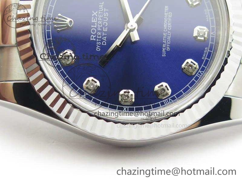DateJust 41mm 126334 Noob 1:1 Best Edition Fluted Bezel Blue Diam Dial On SS Oyster Bracelet A3235