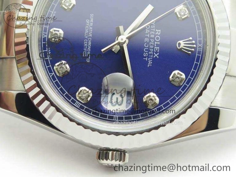 DateJust 41mm 126334 Noob 1:1 Best Edition Fluted Bezel Blue Diam Dial On SS Oyster Bracelet A3235