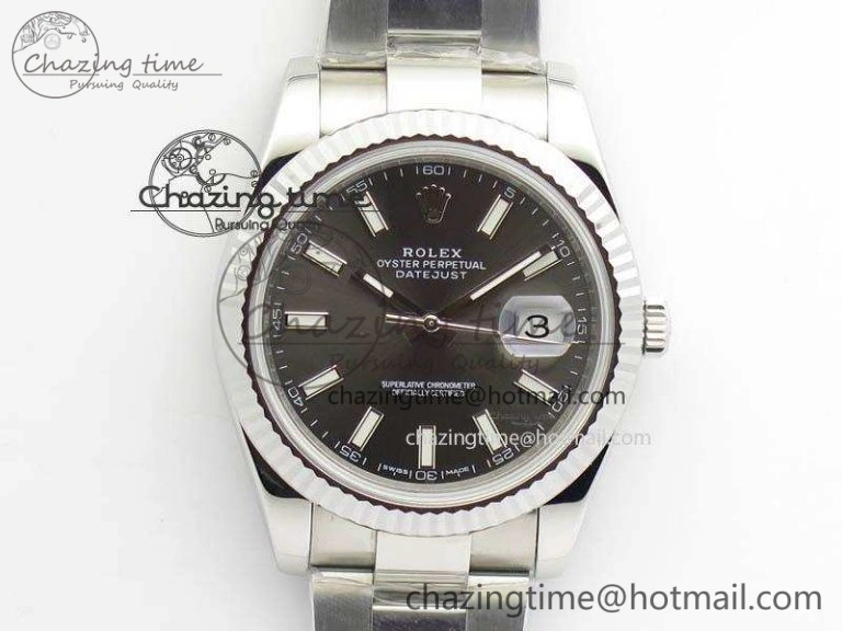 DateJust 41mm 126334 Noob 1:1 Best Edition Fluted Bezel Gray Dial On SS Oyster Bracelet A3235