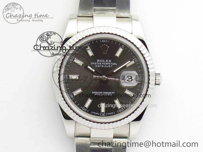 DateJust 41mm 126334 Noob 1:1 Best Edition Fluted Bezel Gray Dial On SS Oyster Bracelet A3235