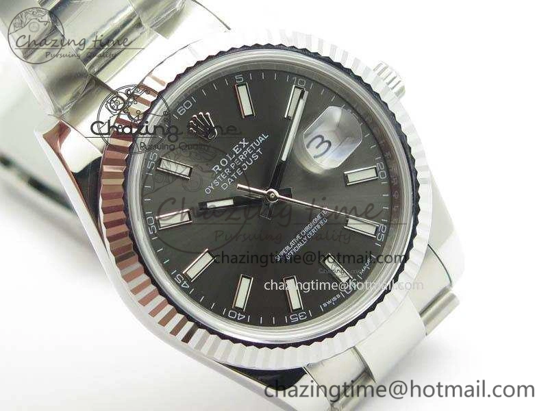 DateJust 41mm 126334 Noob 1:1 Best Edition Fluted Bezel Gray Dial On SS Oyster Bracelet A3235