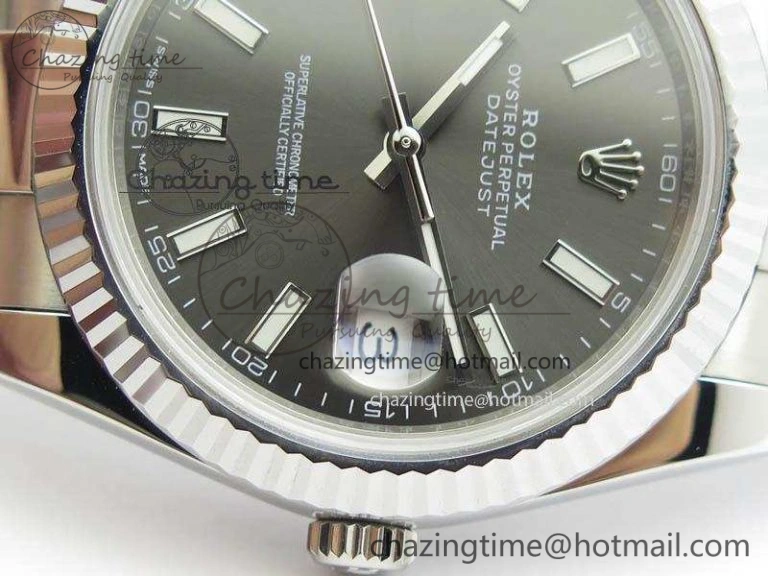 DateJust 41mm 126334 Noob 1:1 Best Edition Fluted Bezel Gray Dial On SS Oyster Bracelet A3235