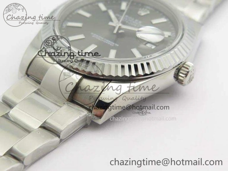 DateJust 41mm 126334 Noob 1:1 Best Edition Fluted Bezel Gray Dial On SS Oyster Bracelet A3235