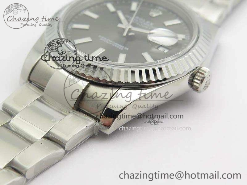 DateJust 41mm 126334 Noob 1:1 Best Edition Fluted Bezel Gray Dial On SS Oyster Bracelet A3235