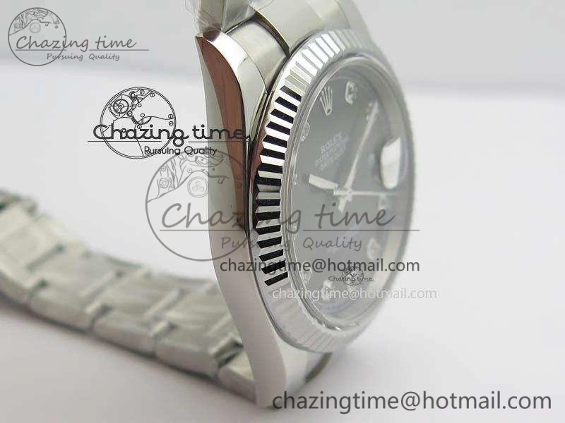 DateJust 41mm 126334 Noob 1:1 Best Edition Fluted Bezel Gray Diam Dial On SS Oyster Bracelet A3235
