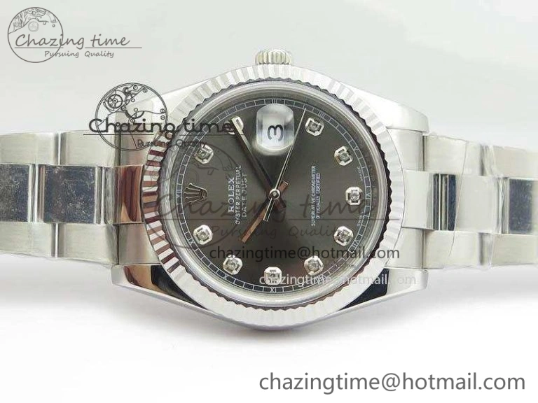 DateJust 41mm 126334 Noob 1:1 Best Edition Fluted Bezel Gray Diam Dial On SS Oyster Bracelet A3235