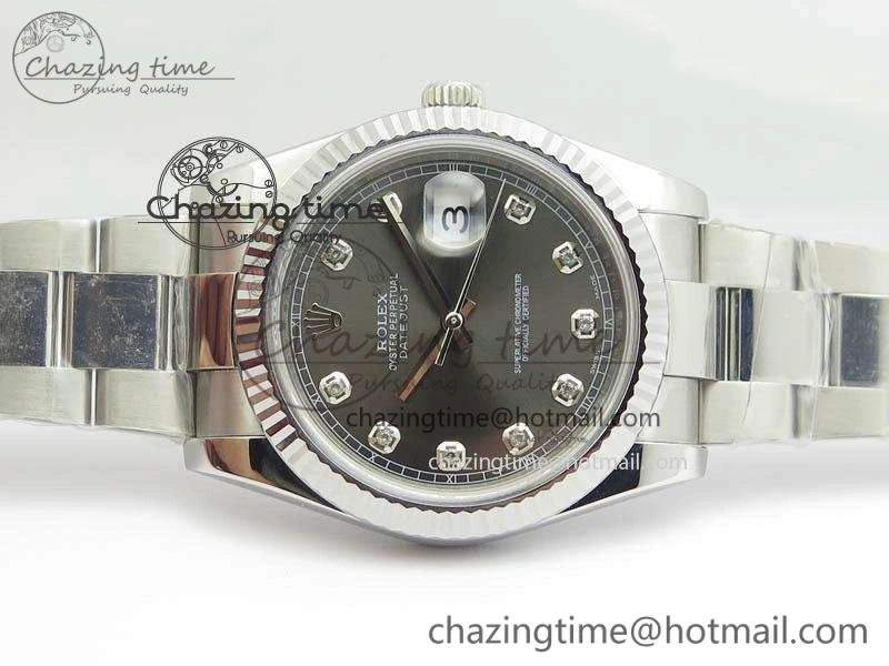 DateJust 41mm 126334 Noob 1:1 Best Edition Fluted Bezel Gray Diam Dial On SS Oyster Bracelet A3235