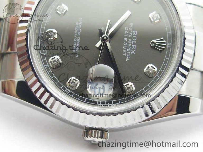 DateJust 41mm 126334 Noob 1:1 Best Edition Fluted Bezel Gray Diam Dial On SS Oyster Bracelet A3235