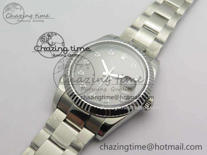 DateJust 41mm 126334 Noob 1:1 Best Edition Fluted Bezel Gray Diam Dial On SS Oyster Bracelet A3235