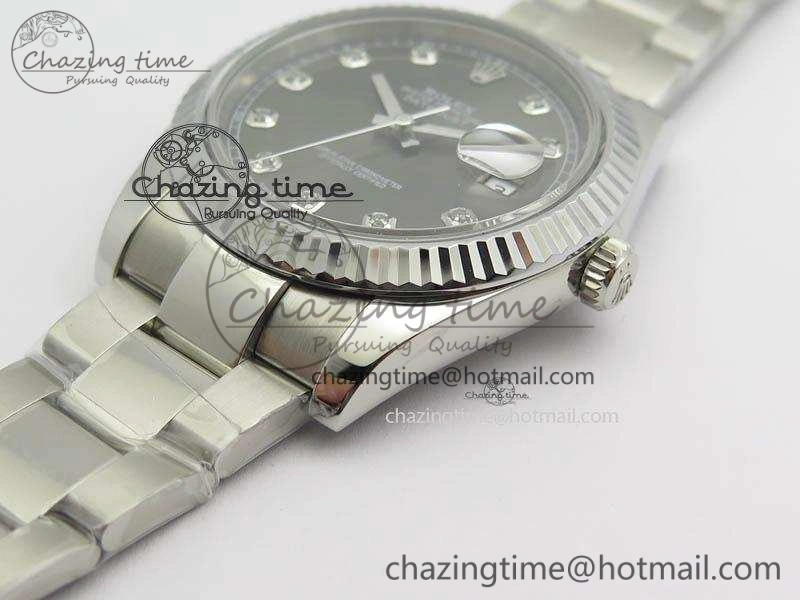 DateJust 41mm 126334 Noob 1:1 Best Edition Fluted Bezel Gray Diam Dial On SS Oyster Bracelet A3235