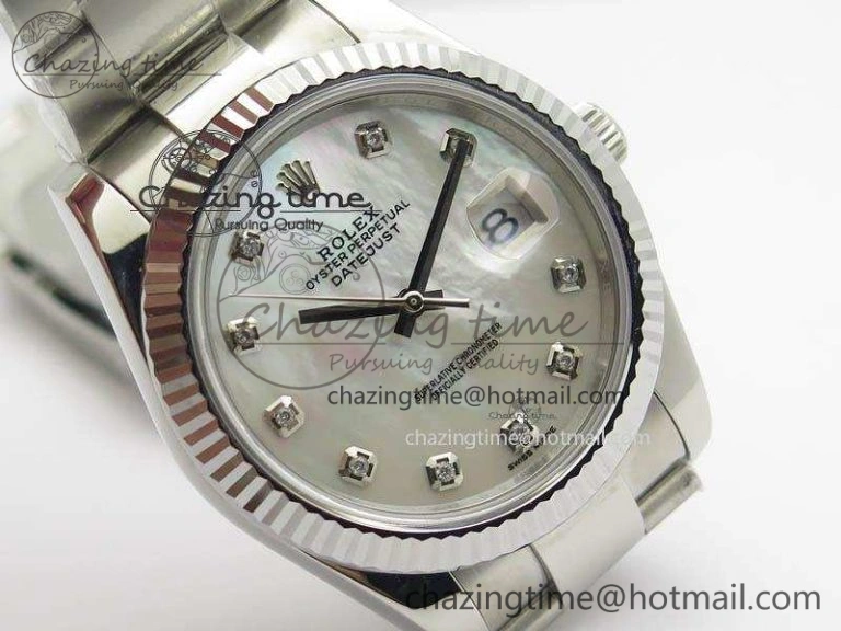 DateJust 41mm 126334 Noob 1:1 Best Edition Fluted Bezel MOP Diam Dial On SS Oyster Bracelet A3235