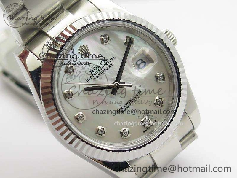 DateJust 41mm 126334 Noob 1:1 Best Edition Fluted Bezel MOP Diam Dial On SS Oyster Bracelet A3235