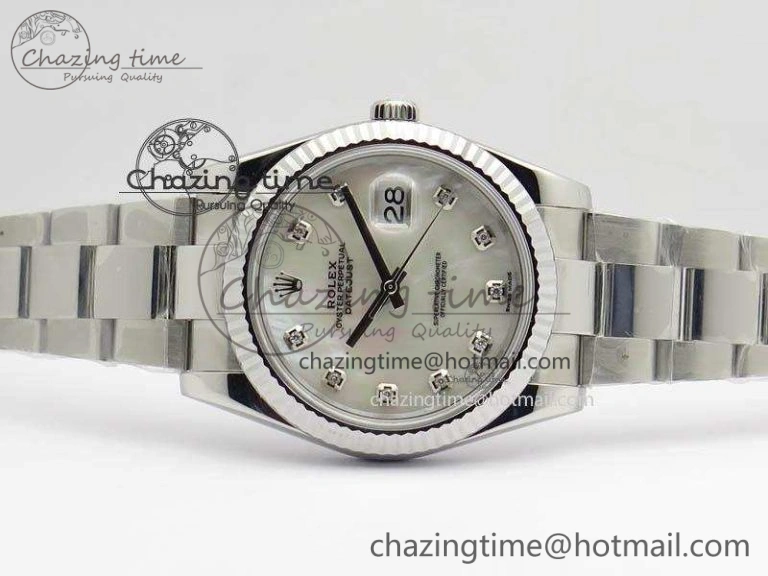 DateJust 41mm 126334 Noob 1:1 Best Edition Fluted Bezel MOP Diam Dial On SS Oyster Bracelet A3235