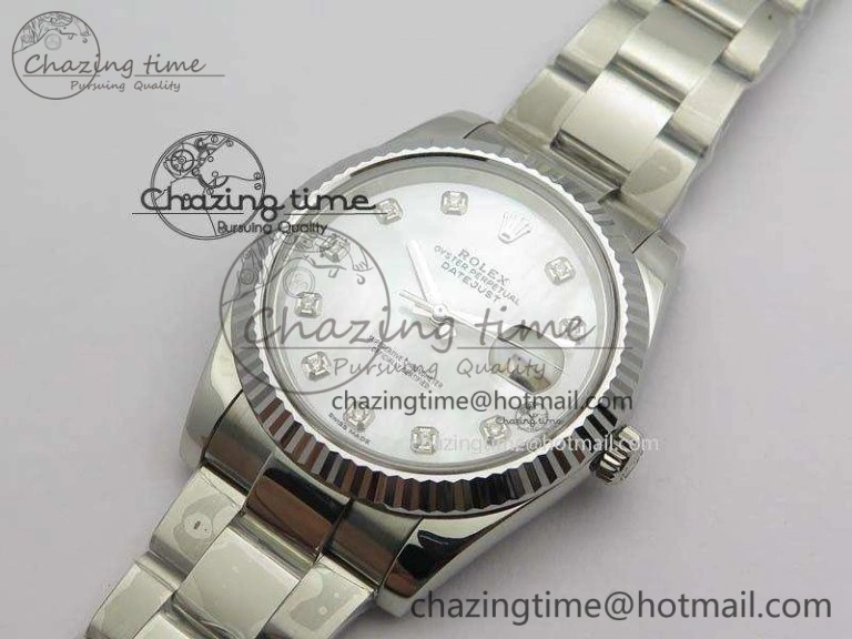 DateJust 41mm 126334 Noob 1:1 Best Edition Fluted Bezel MOP Diam Dial On SS Oyster Bracelet A3235