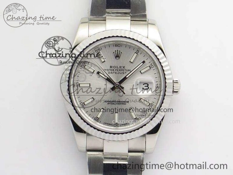 DateJust 41mm 126334 Noob 1:1 Best Edition Fluted Bezel Silver Dial On SS Oyster Bracelet A3235