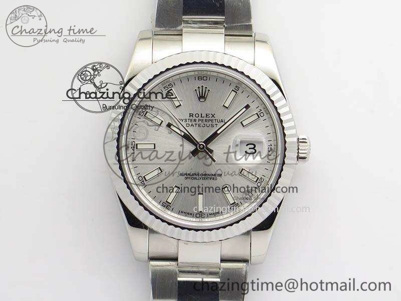 DateJust 41mm 126334 Noob 1:1 Best Edition Fluted Bezel Silver Dial On SS Oyster Bracelet A3235