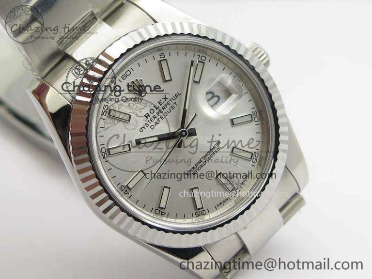 DateJust 41mm 126334 Noob 1:1 Best Edition Fluted Bezel Silver Dial On SS Oyster Bracelet A3235